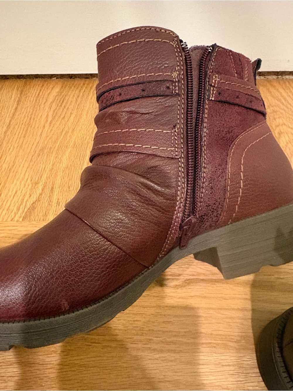 Earth Origins Merlot Leather Zip-up Boot Sz 11 - Picture 6 of 8